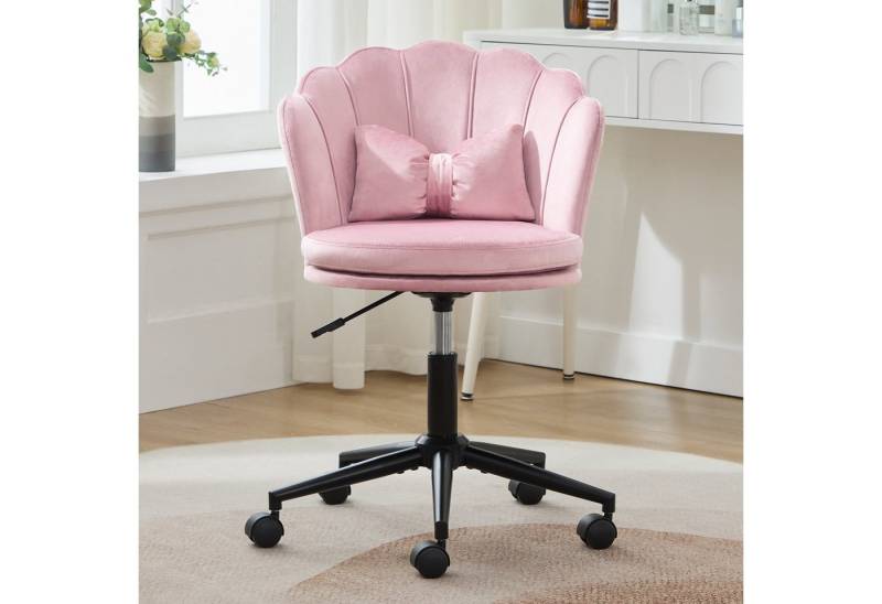 STILVORA Drehstuhl mit Lendenkissen,Bürostuhl mit blütenblattförmige Rückenlehne,Rosa (Ankleidestuhl, Bürostuhl, 1 St), blütenblattförmige Rückenlehne, schmetterlingsförmiges Lendenkissen von STILVORA