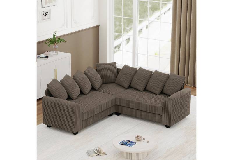 STILVORA Ecksofa mit Lenkenkissen,Modulares Kombi-Sofa L-förmiges Sofa aus Cord,Braun, Modulares L-Ecksofa mit Lenkenkissen & Wolkenkomfort – Weicher Plush-Stoff, Massivholzrahmen., mit Relaxfunktion STILVORA Ecksofa mit Lenkenkissen,Modulares Kombi-Sofa L-förmiges Sofa aus Cord,Braun, Modulares L-Ecksofa mit Lenkenkissen & Wolkenkomfort – Weicher Plush-Stoff, Massivholzrahmen., mit Relaxfunktion von STILVORA