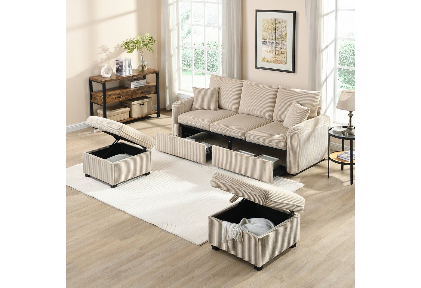 STILVORA Ecksofa mit Stauraum,3 sitzer-Ecksofa l-form in Cord,couch mit schlaffunktion, Wohnzimmersofa, Polstersofa, Inklusive Schubladen + Hocker mit Staufach STILVORA Ecksofa mit Stauraum,3 sitzer-Ecksofa l-form in Cord,couch mit schlaffunktion, Wohnzimmersofa, Polstersofa, Inklusive Schubladen + Hocker mit Staufach von STILVORA