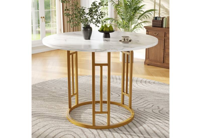 STILVORA Essgruppe 80×80×76cm runder Küchentisch mit MDF-Marmor-Tischplatte,Beistelltisch, (Moderner runder Esstisch 80×80×76 cm mit MDF-Marmor-Tischplatte, verstellbaren Metallbeinen & hoher Tragfähigkeit., 1-tlg) von STILVORA