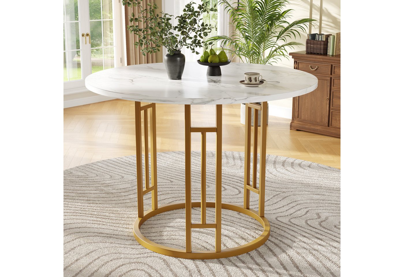 STILVORA Essgruppe 80×80×76cm runder Küchentisch mit MDF-Marmor-Tischplatte,Beistelltisch, (Moderner runder Esstisch 80×80×76 cm mit MDF-Marmor-Tischplatte, verstellbaren Metallbeinen & hoher Tragfähigkeit., 1-tlg) STILVORA Essgruppe 80×80×76cm runder Küchentisch mit MDF-Marmor-Tischplatte,Beistelltisch, (Moderner runder Esstisch 80×80×76 cm mit MDF-Marmor-Tischplatte, verstellbaren Metallbeinen & hoher Tragfähigkeit., 1-tlg) von STILVORA