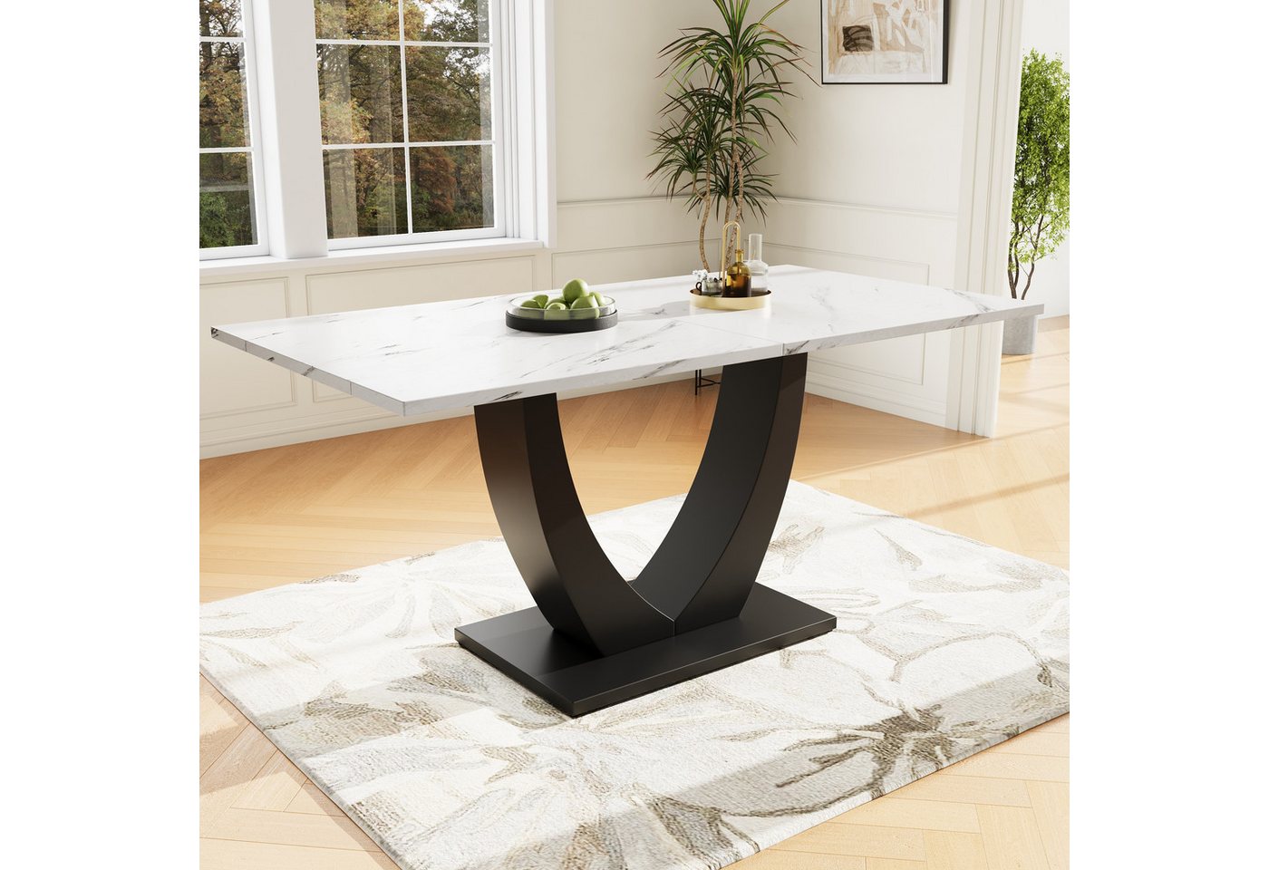 STILVORA Esstisch 140x75.5cm Moderner Küchentisch mit verstellbaren Füßen (140 x 80 cm Esstisch (1-St), Moderner Marmormuster Küchentisch mit Metallgestell, Verstellbare Füße, Für Esszimmer, Wohnzimmer., 1-St., 140 x 80cm) von STILVORA