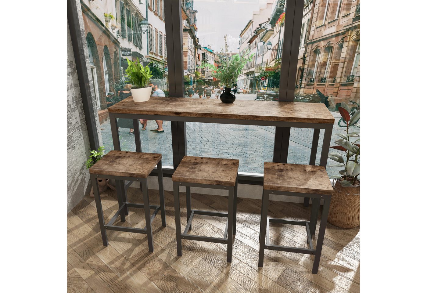 STILVORA Esstisch Bartisch Esstisch-Set mit 3 Hockern,Beistelltisch für Küchen&Esszimmer (4-St) von STILVORA