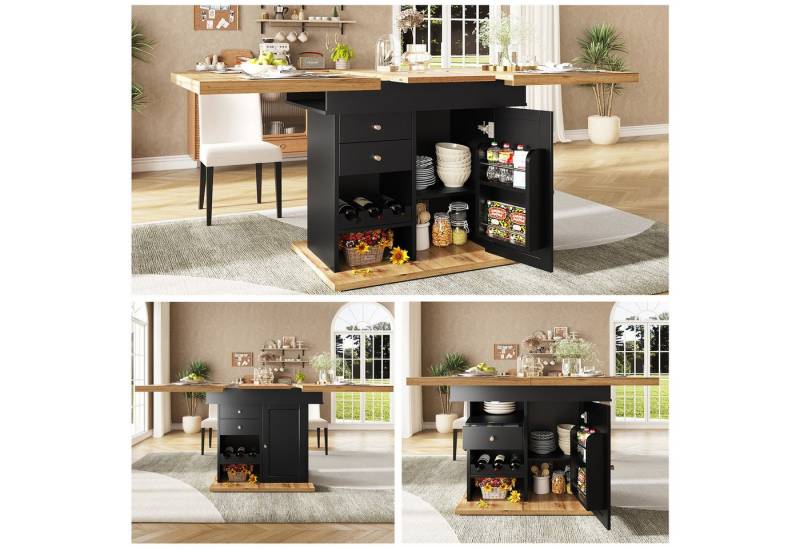 STILVORA Esstisch ausziehbar Küchentisch Buffetschrank mit Snackregal für 4-6 Personen (mit Snack- und Weinregalen – Ausziehbarer, platzsparender Esstisch für 4-6 Personen mit intelligentem Aufbewahrungssystem) von STILVORA