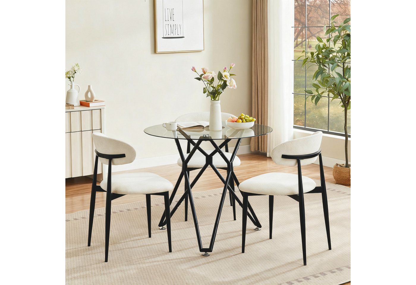 STILVORA Esstisch mit Glasplatte,runder Esstisch Wohnzimmertisch mit Metallbeinen STILVORA Esstisch mit Glasplatte,runder Esstisch Wohnzimmertisch mit Metallbeinen von STILVORA