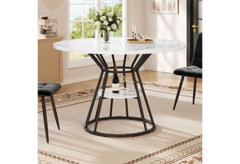 STILVORA Esstisch mit Marmormuster-Platte,Küchentisch Beistelltisch mit schwarze Beine (mit Marmormuster (100 cm) – Stabile Metallbeine & Ablagefläche) von STILVORA