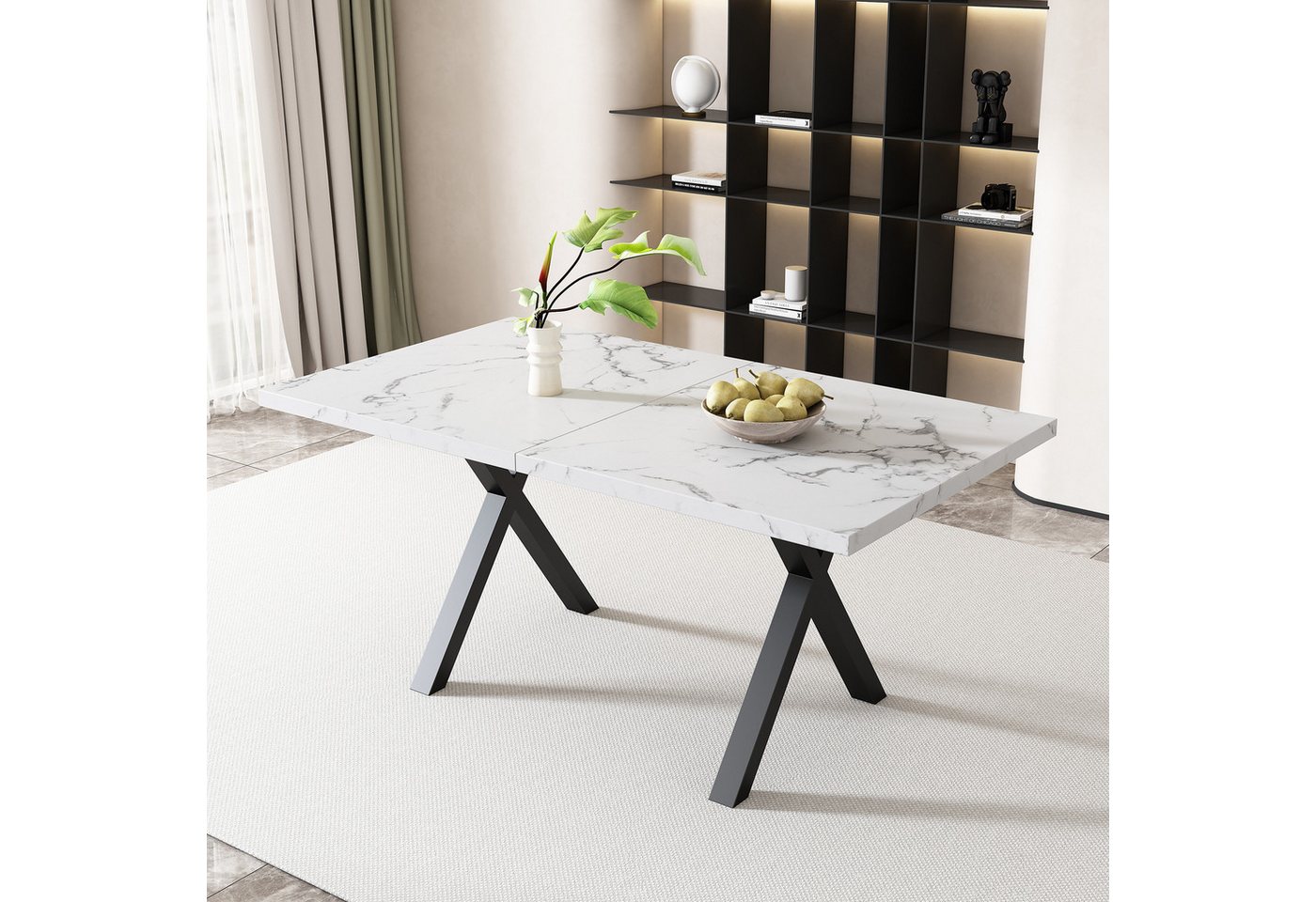 STILVORA Esstisch mit gekreuzten Beinen,rechteckiger Küchentisch Beistelltisch aus MDF (Schreibtisch, Bürotisch, L140*B80*H76cm) von STILVORA