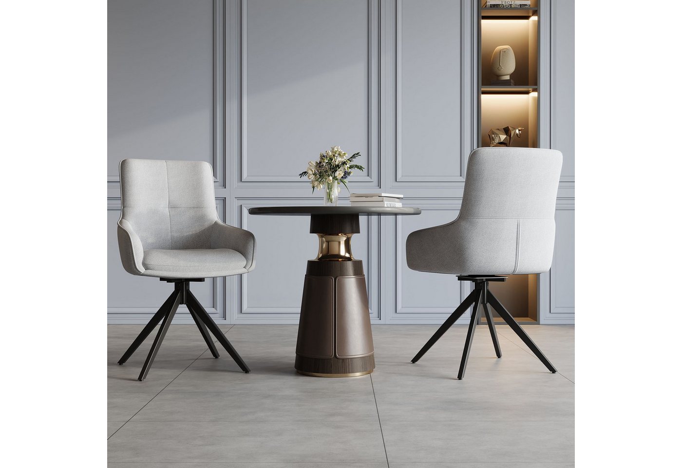 STILVORA Esszimmerstuhl 2er Küchenstuhl-set mit verstellbare Fußauflagen,Sessel für Esszimmer (Ergonomische Drehstühle mit gepolsterter Sitzfläche & verstellbaren Standfüßen., 2 St) von STILVORA
