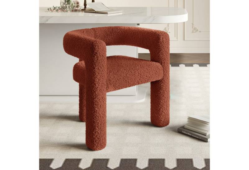 STILVORA Esszimmerstuhl Sessel mit Teddy-Flor&Rückenunterstützung,Esszimmerstuhl Braun von STILVORA