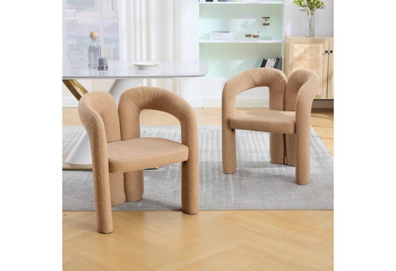 STILVORA Esszimmerstuhl Sessel mit Teddy-Flor&Rückenunterstützung,Esszimmerstuhl Kamel-Teddy von STILVORA