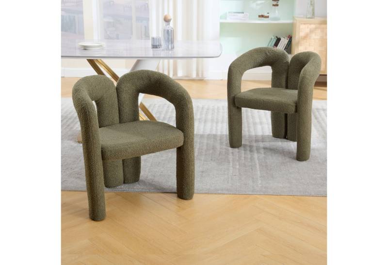 STILVORA Esszimmerstuhl Sessel mit Teddy-Flor&Rückenunterstützung,Esszimmerstuhl Olivgrün von STILVORA