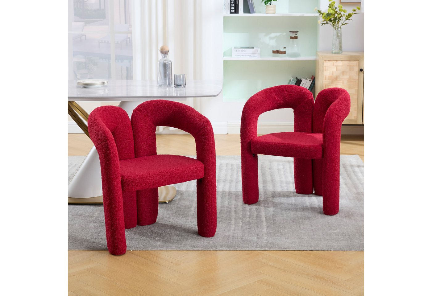 STILVORA Esszimmerstuhl Sessel mit Teddy-Flor&Rückenunterstützung,Esszimmerstuhl Rot STILVORA Esszimmerstuhl Sessel mit Teddy-Flor&Rückenunterstützung,Esszimmerstuhl Rot von STILVORA