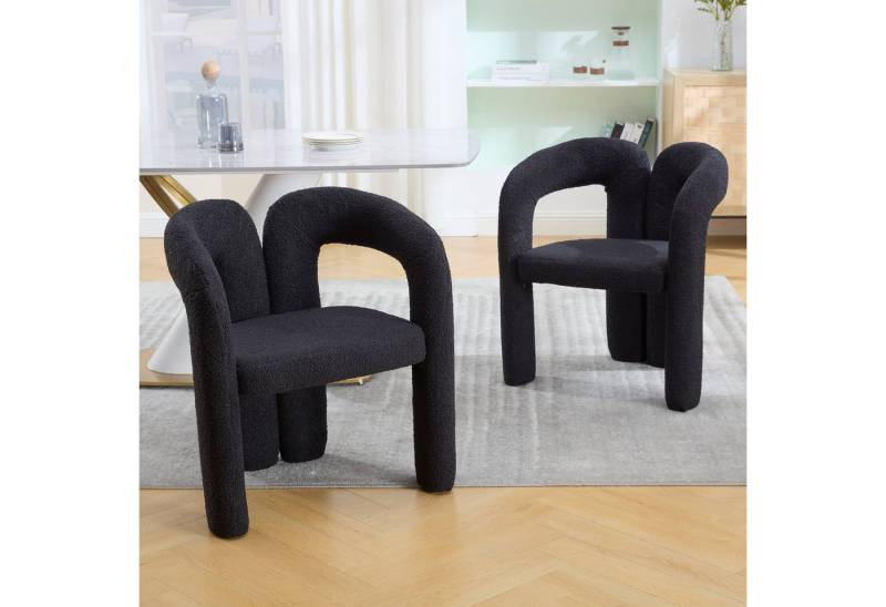 STILVORA Esszimmerstuhl Sessel mit Teddy-Flor&Rückenunterstützung,Esszimmerstuhl Schwarz von STILVORA