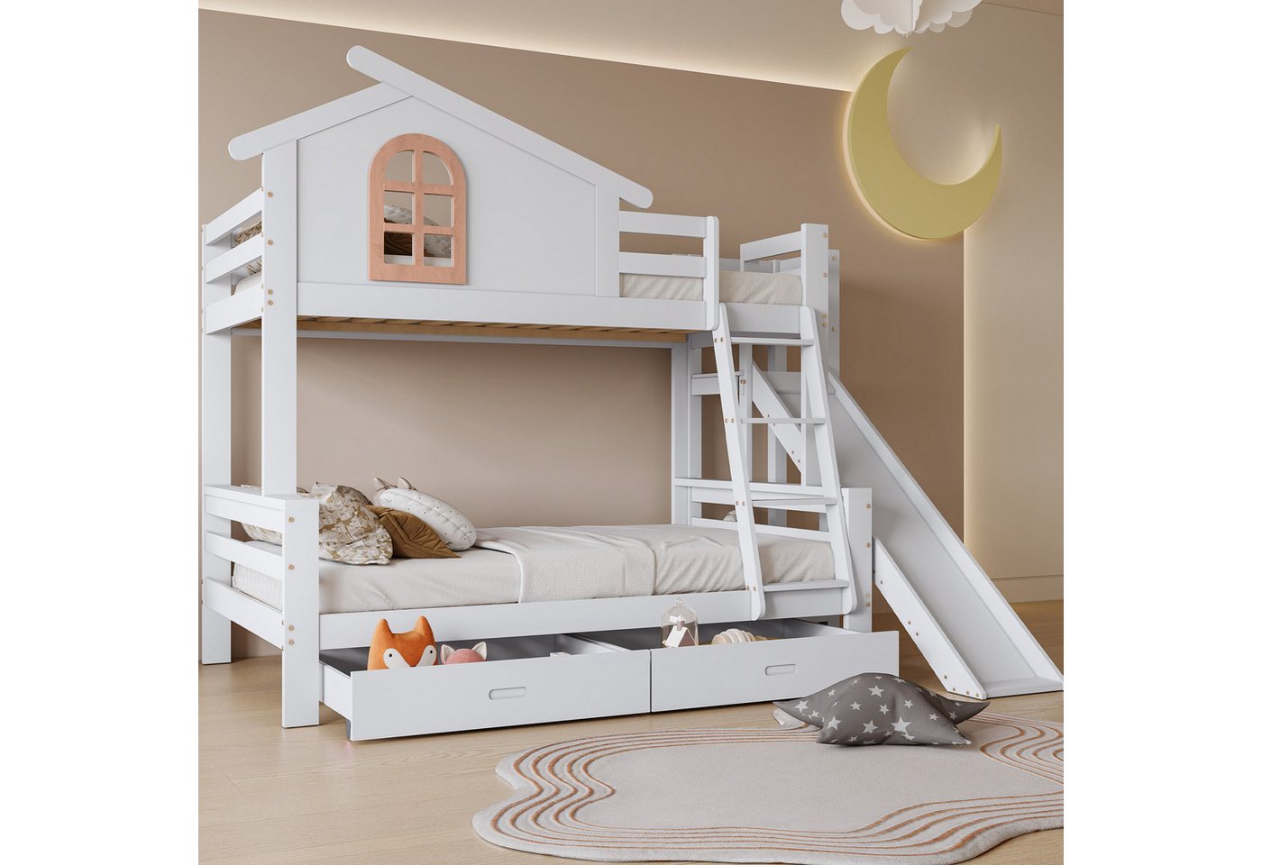 STILVORA Etagenbett 90/120x200 Kinderbett mit Kipptreppe&Rutsche,Jugendbett mit Schubladen STILVORA Etagenbett 90/120x200 Kinderbett mit Kipptreppe&Rutsche,Jugendbett mit Schubladen von STILVORA