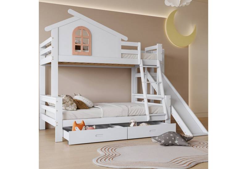 STILVORA Etagenbett 90/120x200 Kinderbett mit Kipptreppe&Rutsche,Jugendbett mit Schubladen von STILVORA