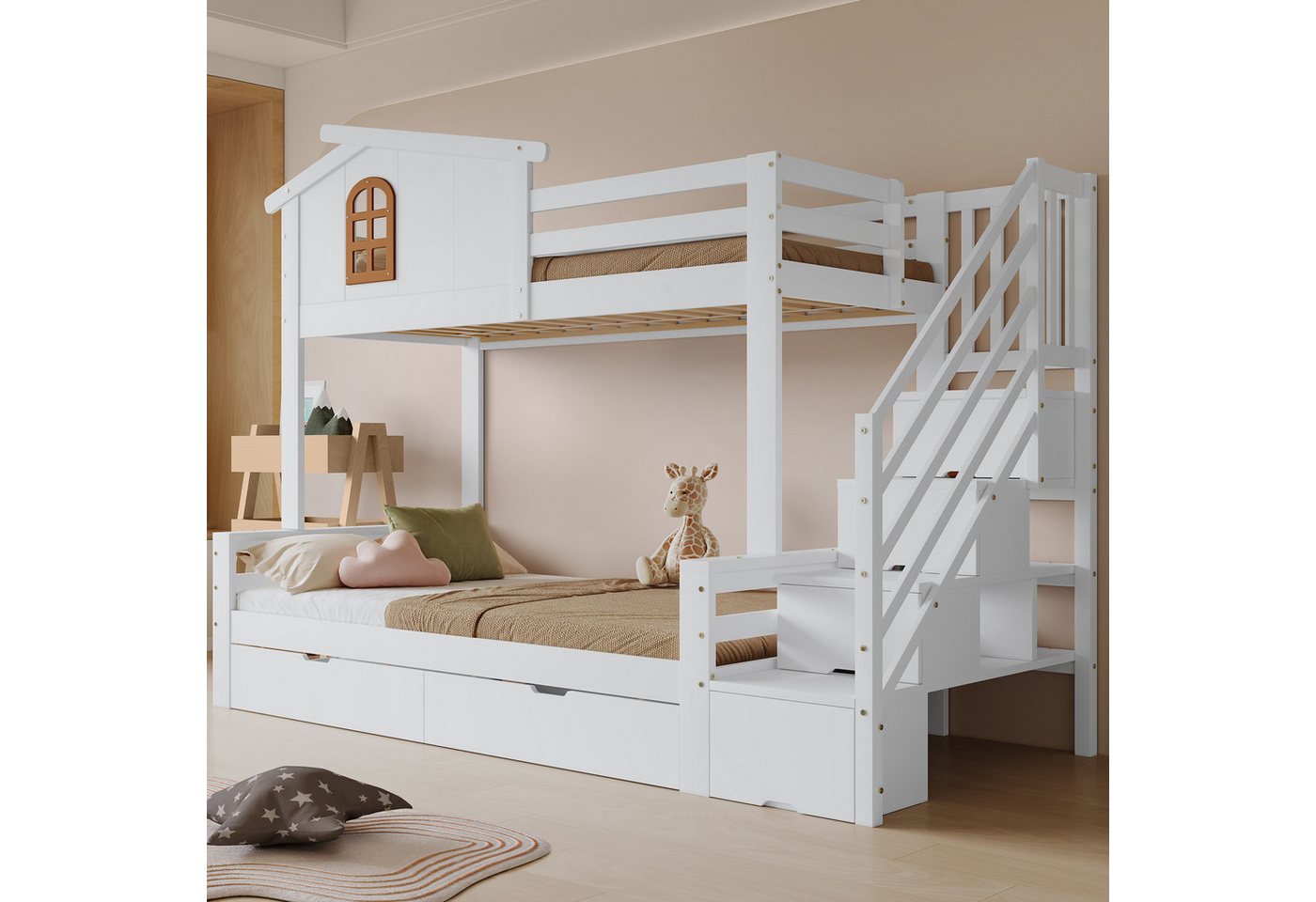STILVORA Etagenbett 90/120x200 mit Stauraum,Kinderbett Bettgestell mit Schubladen&Fenster STILVORA Etagenbett 90/120x200 mit Stauraum,Kinderbett Bettgestell mit Schubladen&Fenster von STILVORA