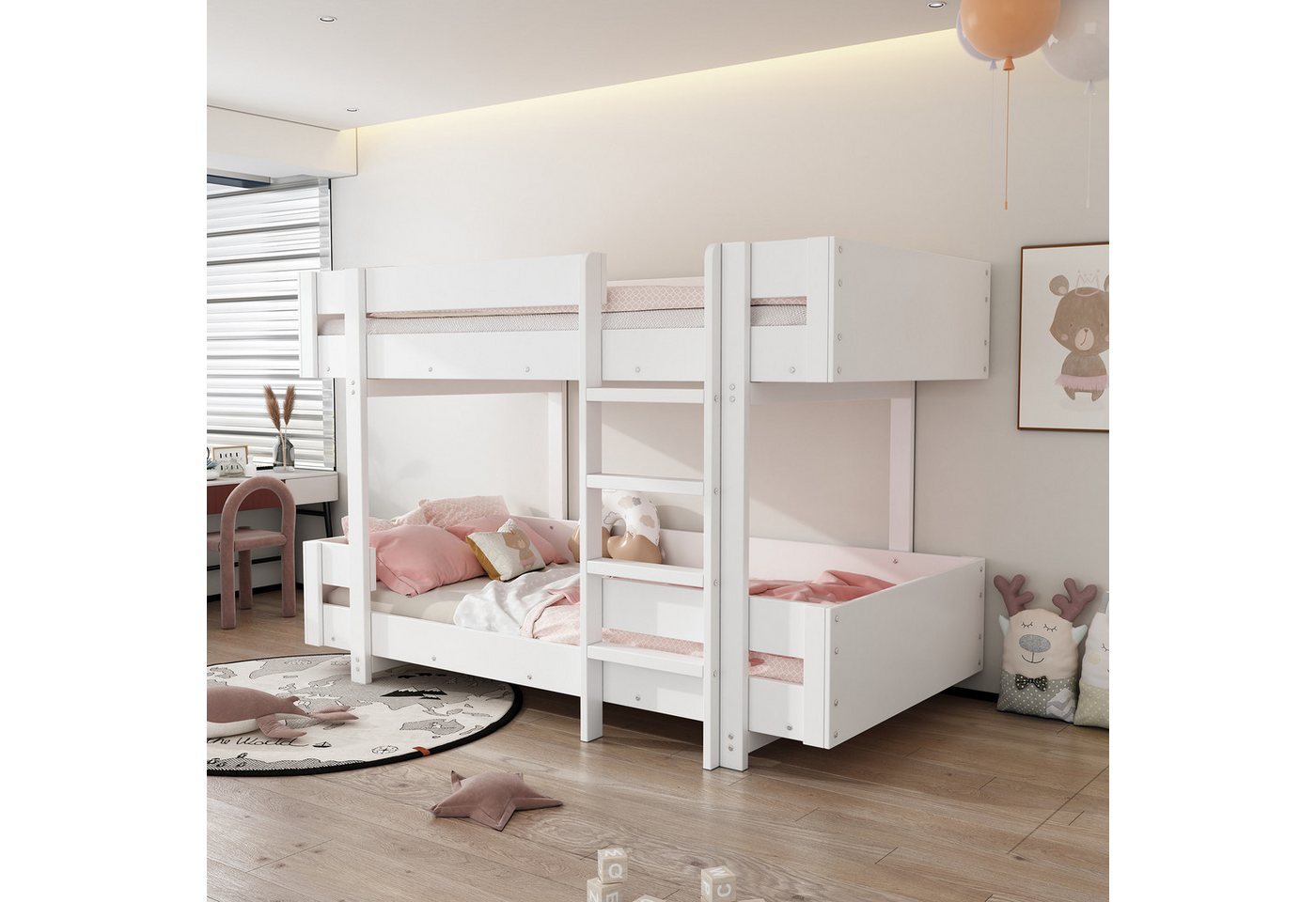 STILVORA Etagenbett 90x200 Kinderbett mit Geländer und Treppen,Funktionsbett ohne Matratze (90*200cm), Mit Treppe, Schlichtes Design, Verstärktes Geländer von STILVORA
