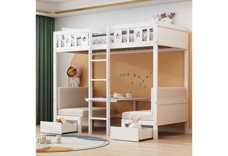 STILVORA Etagenbett 90×200 Kinderbett mit Leiter und Schubladen,Bettgestell ohne Matratze (Kopfteil in Form eines Hauses, 90 x 200 cm), ohne Matratze von STILVORA