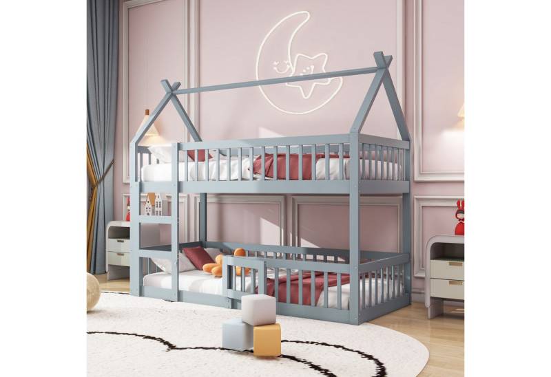 STILVORA Etagenbett 90×200 Kinderbett mit Treppe & Schutztür,Bettgestell ohne Matratze (Etagenbett-Rahmen, 90x200 cm), ohne Matratze von STILVORA
