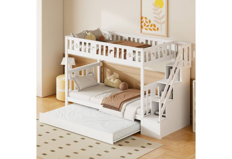 STILVORA Etagenbett 90×200 Kinderbett mit treppe & Stauraum,Etagenbett ohne Matratze von STILVORA