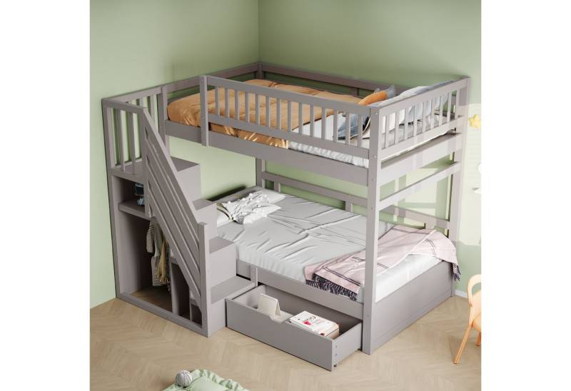 STILVORA Etagenbett 90×200 mit Stauraum,Hochbett mit Leiter,Lattenrost&Sicherheitsgitter (mit Stauraum & Sicherheitsleiter - Kinderbett mit Lattenrost, Hochsicherheitsgeländer und Stauschubladen, für Jugendliche und Gäste 90x200 cm), Ohne Matratze von STILVORA