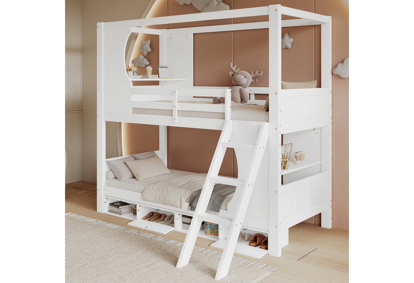 STILVORA Etagenbett 90x200 mit Stauraum,Jugendbett Kinderbett mit Tisch&Schuhschrank STILVORA Etagenbett 90x200 mit Stauraum,Jugendbett Kinderbett mit Tisch&Schuhschrank von STILVORA
