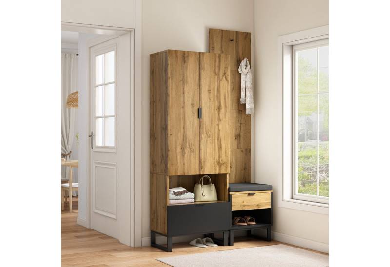 STILVORA Garderoben-Set mit Schuhbank,Garderobenständer Kleiderschrank mit Kissen&Schubladen, (2-St) von STILVORA