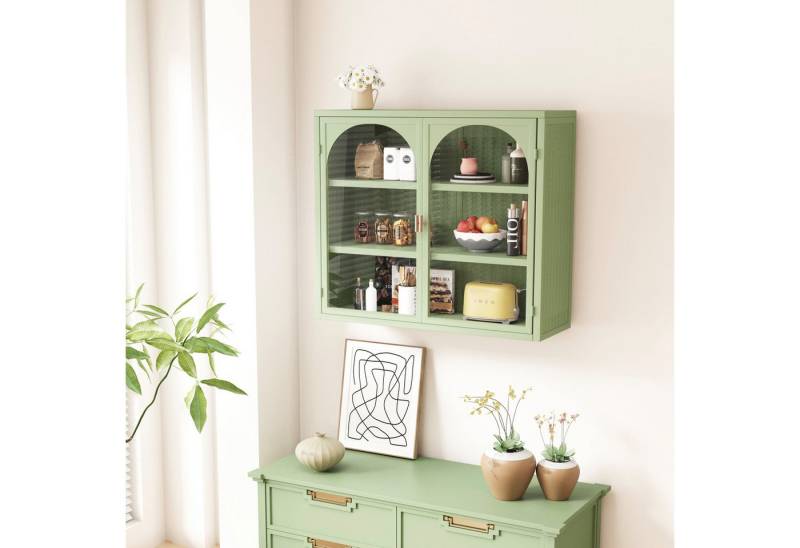 STILVORA Hängeschrank mit 2 Glastüren,Wandschrank mit dreistufigem Stauraum,Beistellschrank (Hängevitrine mit Glastüren und gewebtem Muster, 3 Ebenen, platzsparend, Für Wohnzimmer, Badezimmer und Flur) Tragkraft: 5 kg pro Ebene STILVORA Hängeschrank mit 2 Glastüren,Wandschrank mit dreistufigem Stauraum,Beistellschrank (Hängevitrine mit Glastüren und gewebtem Muster, 3 Ebenen, platzsparend, Für Wohnzimmer, Badezimmer und Flur) Tragkraft: 5 kg pro Ebene von STILVORA