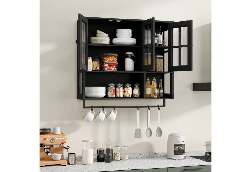 STILVORA Hängeschrank mit Glastür&Handtuchhalter,Wandschrank Badezimmerschrank mit Stauraum von STILVORA