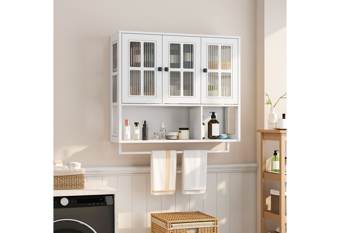 STILVORA Hängeschrank mit Glastür&Handtuchhalter,Wandschrank Badezimmerschrank mit Stauraum STILVORA Hängeschrank mit Glastür&Handtuchhalter,Wandschrank Badezimmerschrank mit Stauraum von STILVORA