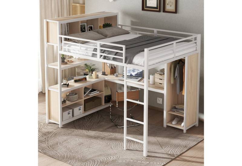 STILVORA Hochbett 140x200 mit Matratze&Schreibtisch,Jugendbett Eisenbett mit Stauraum STILVORA Hochbett 140x200 mit Matratze&Schreibtisch,Jugendbett Eisenbett mit Stauraum von STILVORA