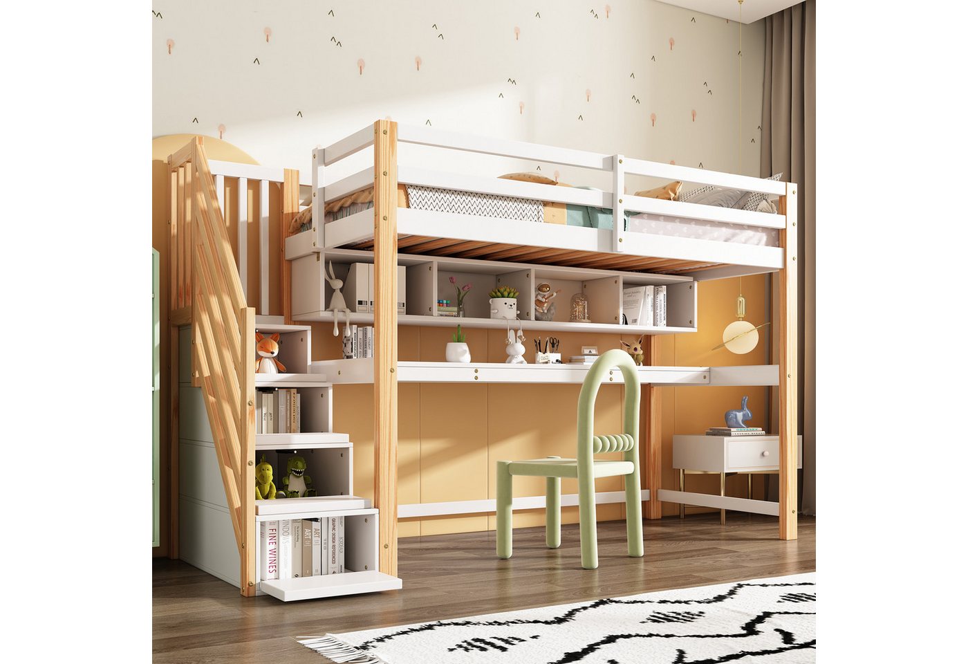 STILVORA Hochbett 90×200 Kinderbett mit Matratze,Bettgestell mit Schreibtisch & Regal mit Matratze STILVORA Hochbett 90×200 Kinderbett mit Matratze,Bettgestell mit Schreibtisch & Regal mit Matratze von STILVORA
