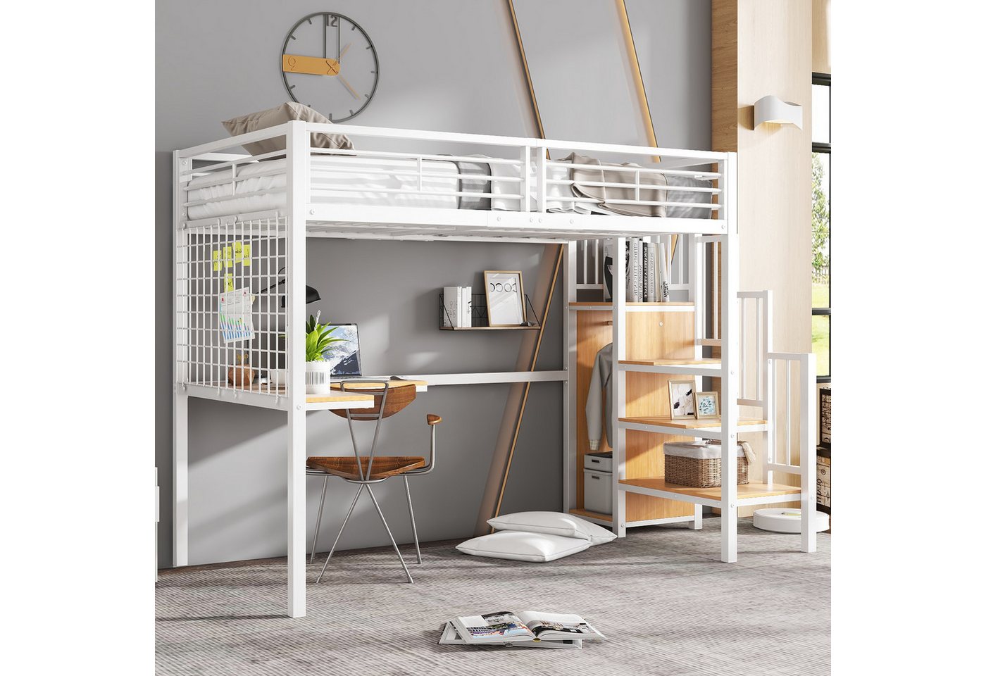 STILVORA Hochbett 90x200 erwachsene mit matratze & schreibtisch,Jugendbett mit stauraum (Mit Seitlicher Holztreppe, für Kinder & Jugendliche, Schwarz-Dunkle Holzfarbe, Stabil & Sicher, 90x200cm) mit Matratze STILVORA Hochbett 90x200 erwachsene mit matratze & schreibtisch,Jugendbett mit stauraum (Mit Seitlicher Holztreppe, für Kinder & Jugendliche, Schwarz-Dunkle Holzfarbe, Stabil & Sicher, 90x200cm) mit Matratze von STILVORA