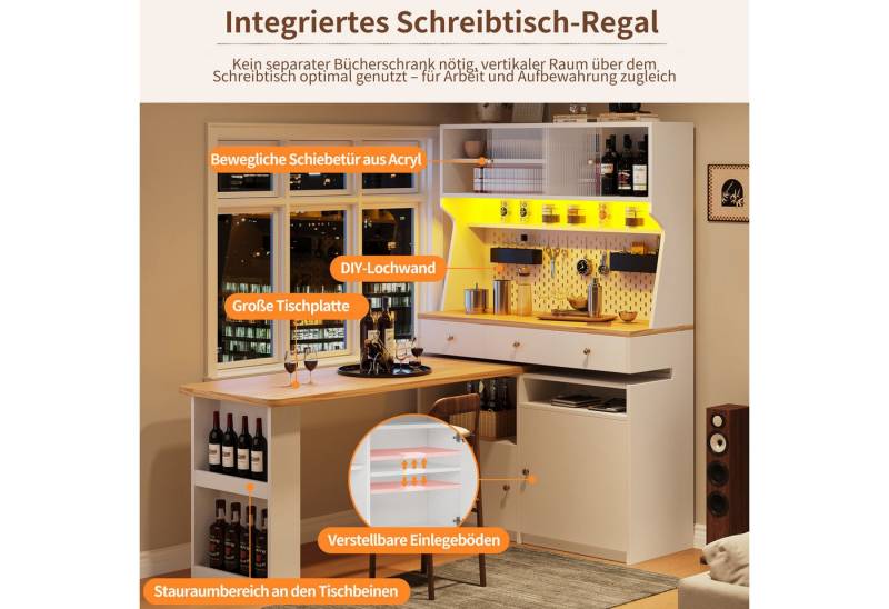 STILVORA Hochschrank mit Schubladen,Küchenschrank Aufbewahrungsschrank mit LED&Tisch (Küchenschrank – Hohes Küchenbuffet Weiß, 1-St., 137*45*178cm(L x B x H) von STILVORA