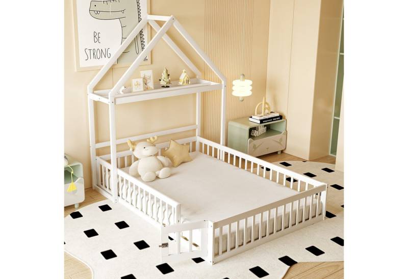 STILVORA Kinderbett 140x200 Babybett mit Matratze, Bettgestell mit Stauraum & Lattenrost (mit Stauraum und Kiefernholzrahmen, Ideal für Spielplatz und Schlafbereich – Inklusive Lattenrost und Sicherheitstür, 140 x 200 cm), mit Matratze von STILVORA