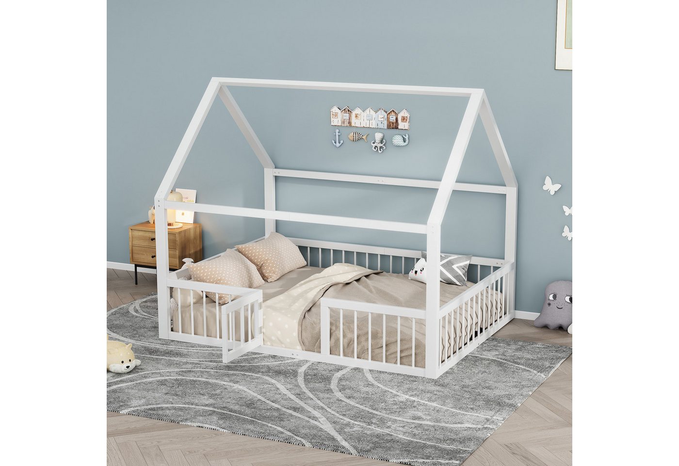 STILVORA Kinderbett 140x200 Metallbett mit matratze und Lattenrost,Eisenbett im Hausform (Metallbett,für Kinderzimmer mit Dach, Sicherheitsgeländern, hoher Tragfähigkeit,Modernes Eisenbett ohne Matratze, Platzsparendes Design für Kinder & Jugendliche, 140 x 200 cm), ohne Matratze STILVORA Kinderbett 140x200 Metallbett mit matratze und Lattenrost,Eisenbett im Hausform (Metallbett,für Kinderzimmer mit Dach, Sicherheitsgeländern, hoher Tragfähigkeit,Modernes Eisenbett ohne Matratze, Platzsparendes Design für Kinder & Jugendliche, 140 x 200 cm), ohne Matratze von STILVORA