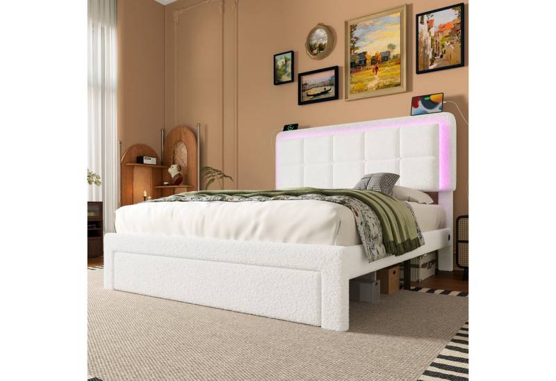 STILVORA Kinderbett 140x200 Polsterbett mit USB,Funktionsbett mit stauraum,ohne matratze von STILVORA