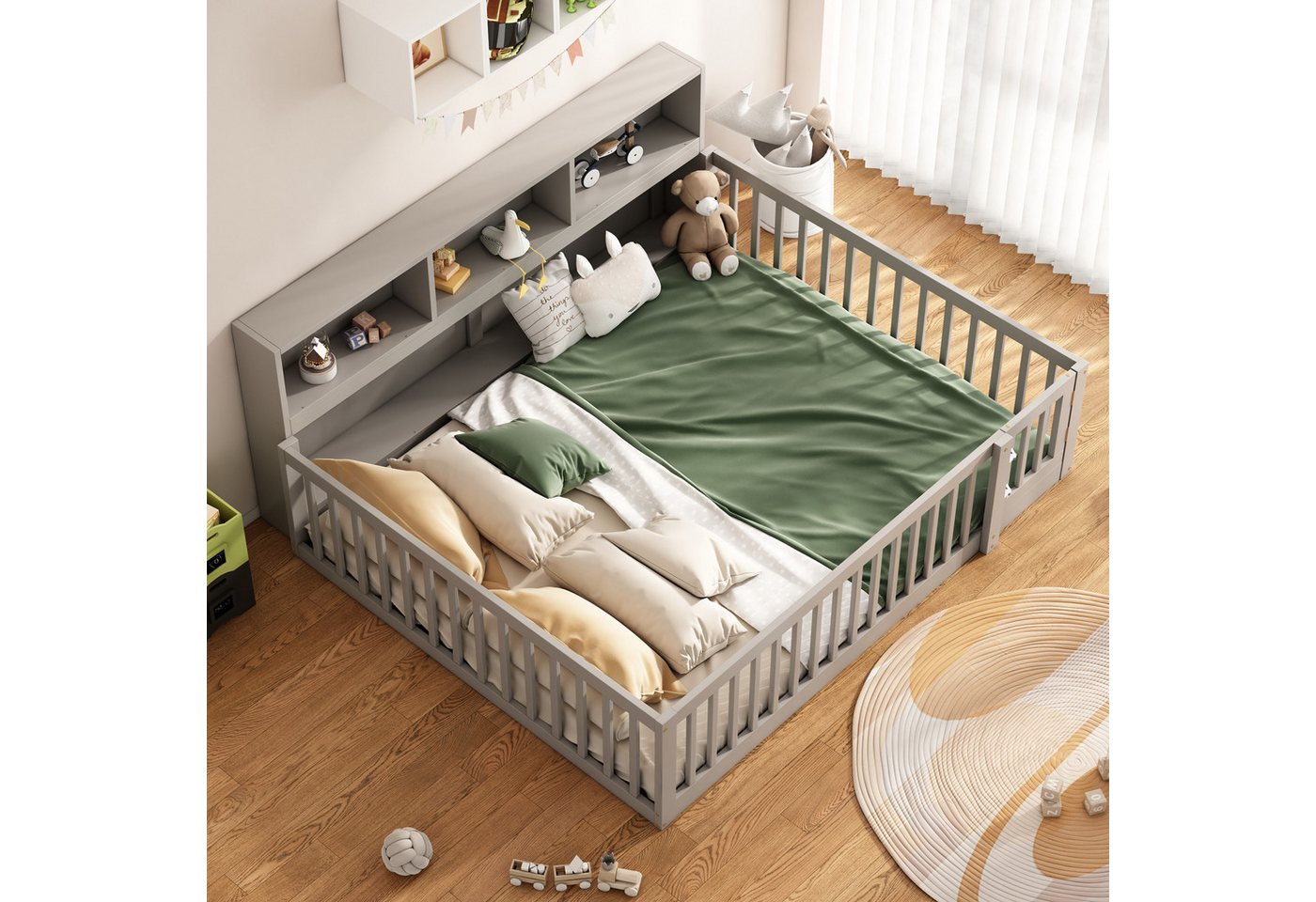 STILVORA Kinderbett 140x200 mit Staufach,Bettgestell Holzbett mit Geländer,Ohne Matratze (Vielseitiges Schlafsofa mit Lattenrost, Staufächern und Sicherheitsgeländer für Kinderzimmer und Wohnzimmer, 140x200 cm), Ohne Matratze STILVORA Kinderbett 140x200 mit Staufach,Bettgestell Holzbett mit Geländer,Ohne Matratze (Vielseitiges Schlafsofa mit Lattenrost, Staufächern und Sicherheitsgeländer für Kinderzimmer und Wohnzimmer, 140x200 cm), Ohne Matratze von STILVORA