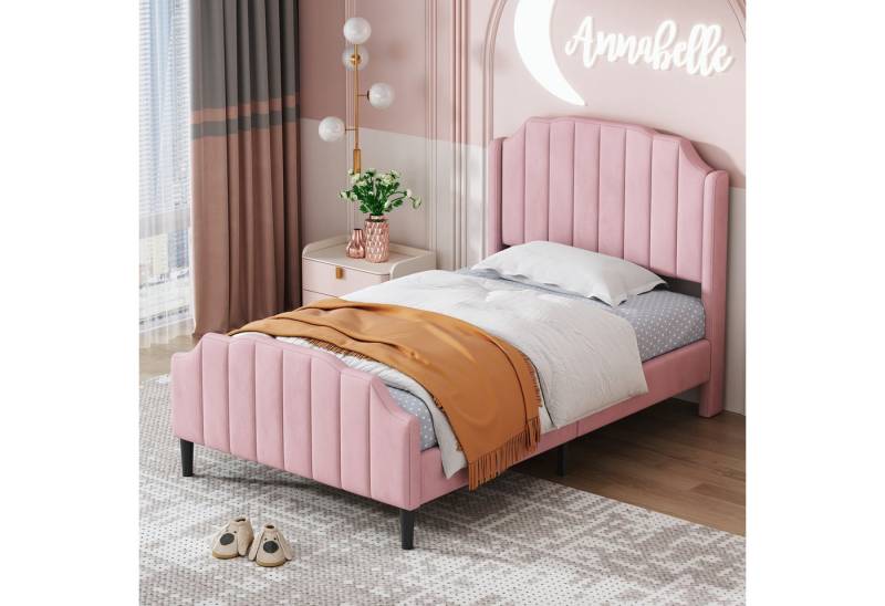 STILVORA Kinderbett 90 x 200 Polsterbett mit Kopfteil&Lattenrost,Jugendbett ohne matratze (Samt gepolstertes, mit Kopfteil, Fußteil und Lattenrost 90 x 200 cm), Ohne Matratze von STILVORA
