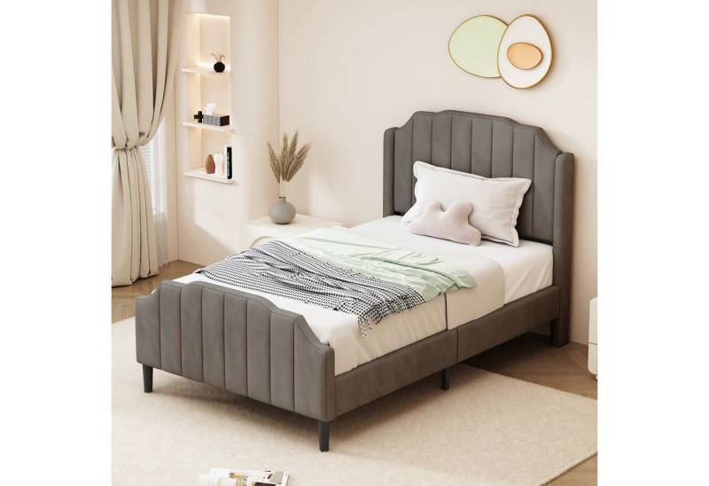 STILVORA Kinderbett 90 x 200 Polsterbett mit matratze,Jugendbett mit Kopfteil & Lattenrost (Samt gepolstertes, mit Kopfteil, Fußteil und Lattenrost 90 x 200 cm), Mit Matratze von STILVORA