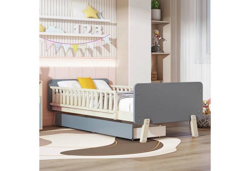 STILVORA Kinderbett 90×190 Babybett mit Gitter und Schubladen,Bettgestell ohne Matratze (90x190 cm), ohne Matratze von STILVORA