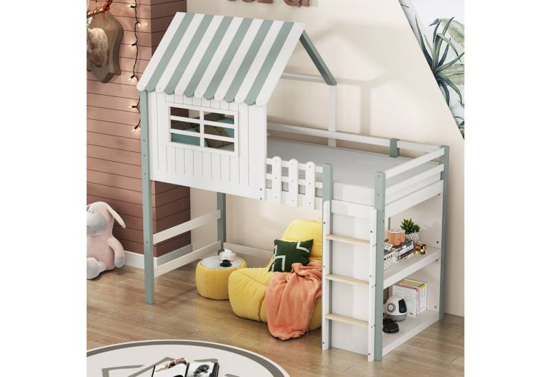 STILVORA Kinderbett 90x200 Hochbett mit leiter & Stauraum&,Bettgestell ohne Matratze (mit Lattenrost 90x200 cm), ohne Matratze von STILVORA