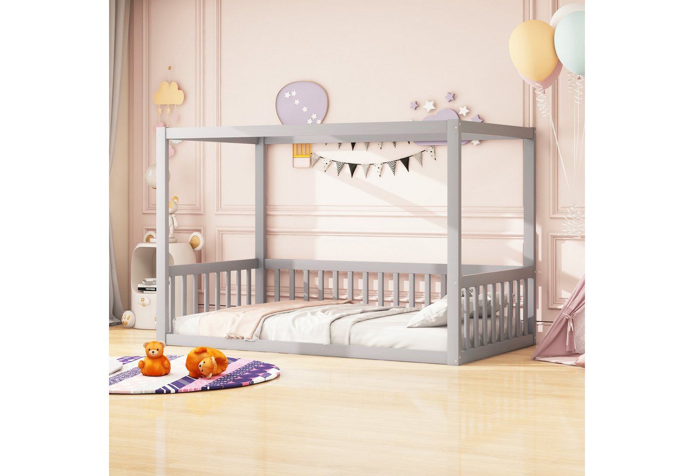 STILVORA Kinderbett 90x200 Massivholz Himmelbett Bettgestell ohne matratze von STILVORA