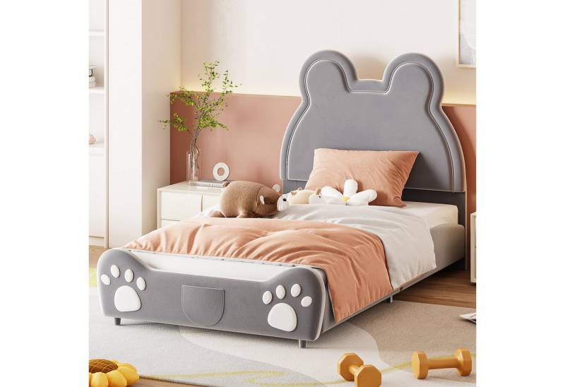 STILVORA Kinderbett 90x200 Polsterbett in Bärenform,Jugendbett Bettgestell ohne Matratze (Funktionsbett, 90 x 200 cm), ohne Matratze von STILVORA