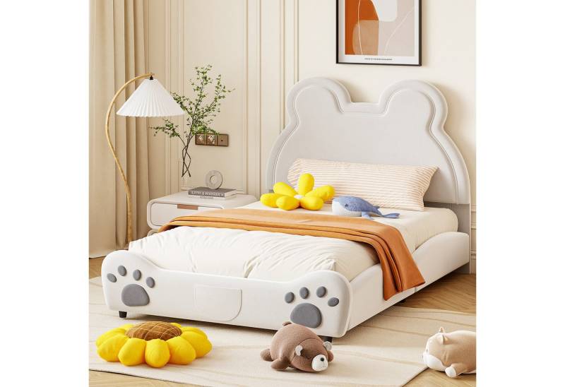 STILVORA Kinderbett 90x200 Polsterbett mit Matratze,Jugendbett Bettgestell in Bärenform (Funktionsbett, 140 x 200 cm), mit Matratze von STILVORA