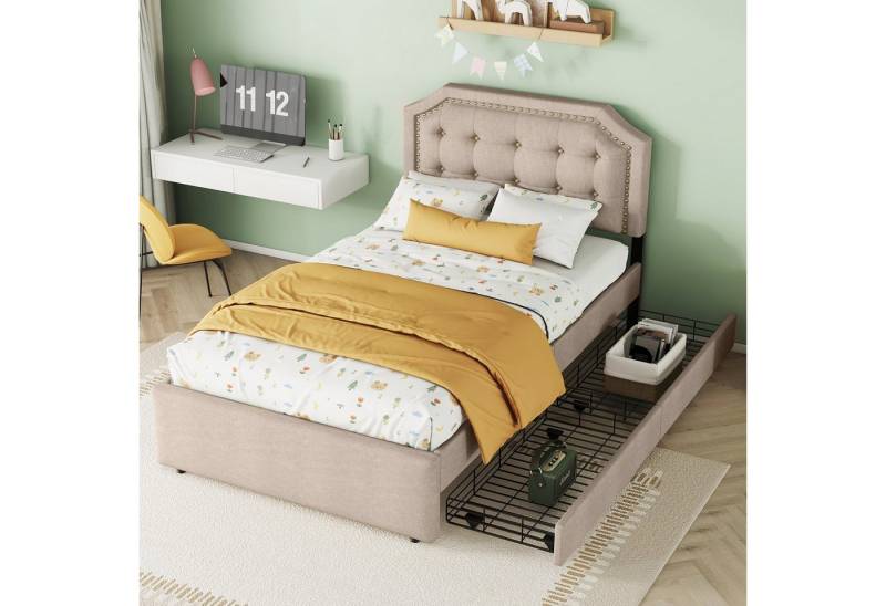 STILVORA Kinderbett 90×200 Polsterbett mit matratze und Stauraum,Bett mit Lattenrost (90*200 cm), mit Matratze von STILVORA