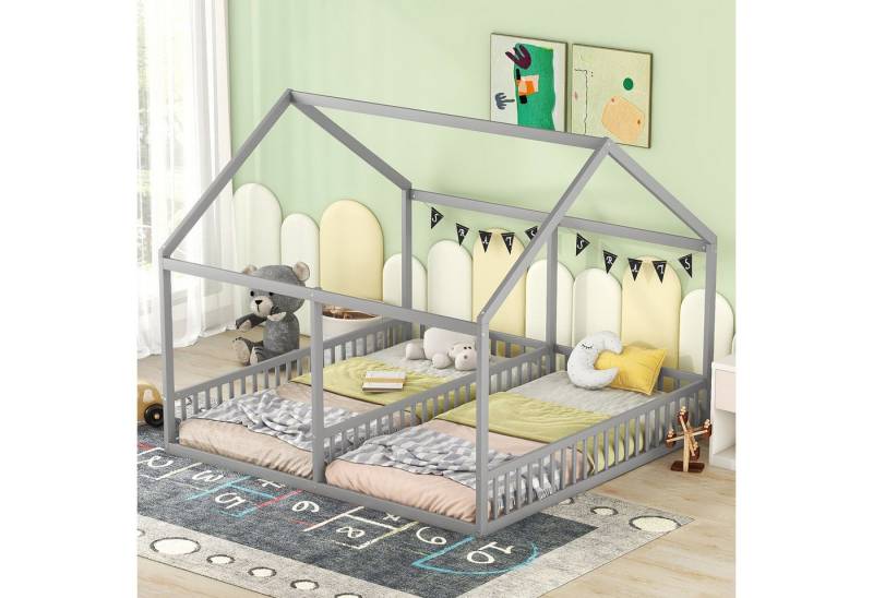 STILVORA Kinderbett 90x200 in Hausform,2-in-1-Hausbett ohne matratze,grau (flache Betten, Hausmodelle, 2-in-1-Betten), ohne Matratze von STILVORA