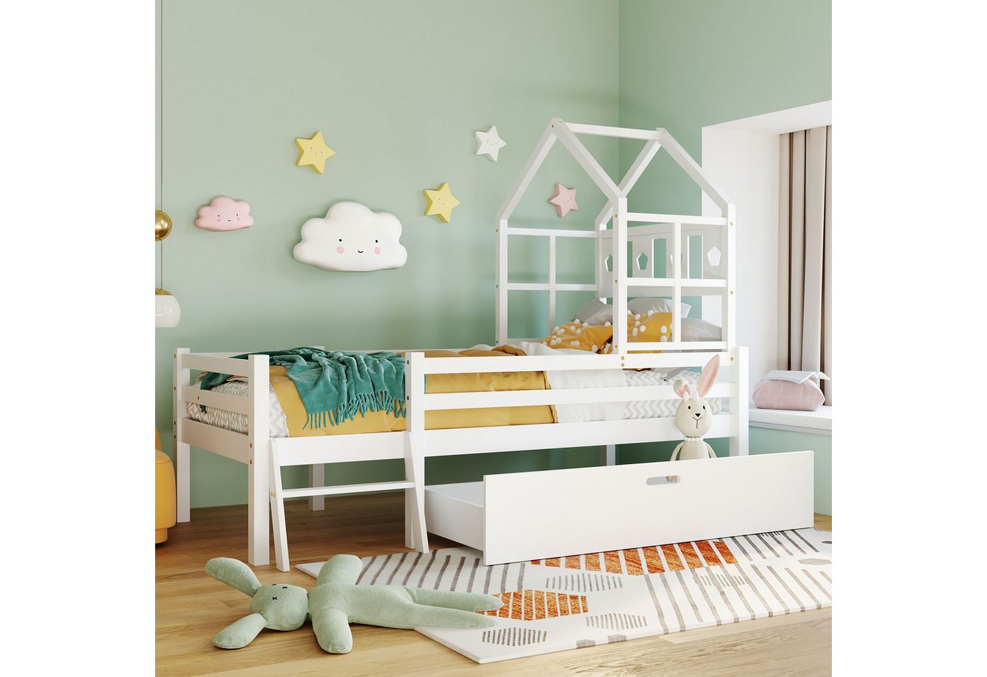 STILVORA Kinderbett 90×200 mit Schubladen,Bettgestell Holzbett mit Rausfallschutz&Leiter STILVORA Kinderbett 90×200 mit Schubladen,Bettgestell Holzbett mit Rausfallschutz&Leiter von STILVORA
