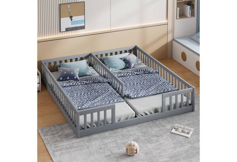 STILVORA Kinderbett 90x200 mit matratze und rausfallschutz,Holzbett ohne Lattenrost (Polsterbett für Kinder mit Sicherheitsgitter, ideal für 2 Kinder – ohne Lattenrost, 90 x 200 cm), mit Matratze von STILVORA