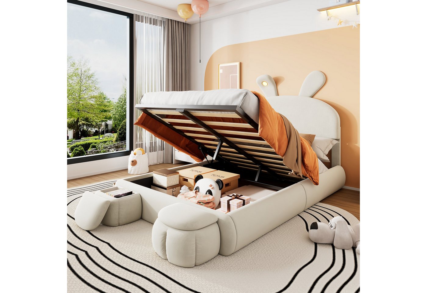 STILVORA Kinderbett Polsterbett 140x200cm Jugendbett mit Stauraum,Bettgestell mit LED STILVORA Kinderbett Polsterbett 140x200cm Jugendbett mit Stauraum,Bettgestell mit LED von STILVORA